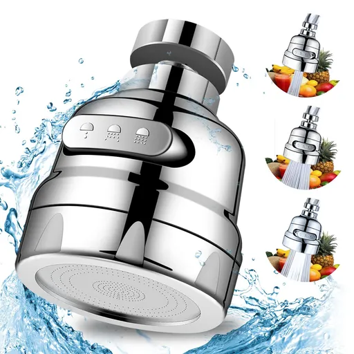 Sink Faucet Attachment, Movable Kitchen Faucet Head 360° Rotatable Faucet Sprayer Head Replacement Water Saving Faucet Extender