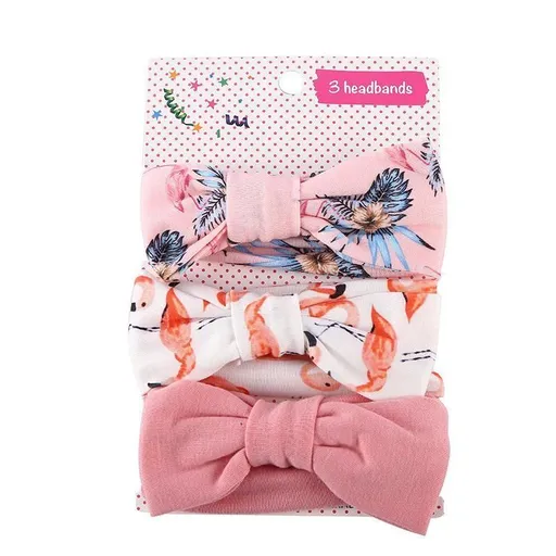 3PCS Soft Headband Wrap Set with Top Knot Single Bow Turban Style Hairbands - #3