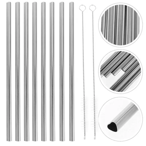Stainless Steel Heart Straws Silver Multipurpose Reusable for Parties