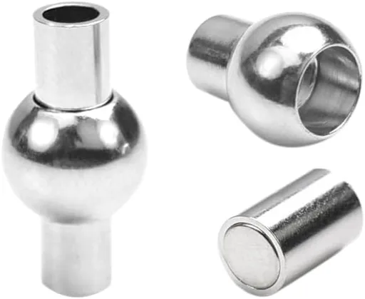 20 Pack 3mm Hole Magnetic Clasps Leather Bracelet Necklace Paracord Fashion Jewelry DIY Leathercraft Accessories Lanyard Connectors #FLQ083-3B Copper Silver-Plated