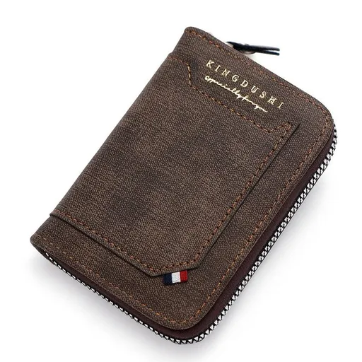 Matte PU Accordion Card Holder Wallet, Zip-Around Coin Purse with Extra Front Card Slot, Multi-Slot Credit Card Case for Men and Women (Dark Brown)