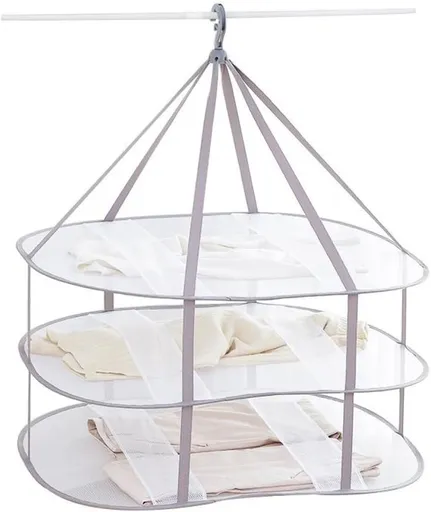 3-Tier Folding Clothes Drying Rack for Flat Drying Wool & Sweaters - Maintains Shape & Prevents Stretching - Space Saving Design