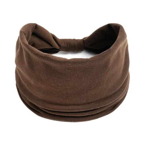 Wide Stretchy Headband for Adults Sports Hair Band for Yoga Running Fitness Workout - Brown