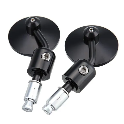 1 pairs Hand Bar Rear View Mirrors, Adjustable Round End Side Mirrors Motorcycle Sidemirror for Cruiser Dirt Bike Scooter ATV