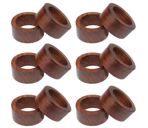 Handcrafted Wood Napkin Rings Set, Set of 12, Wood Napkin Holders, Hand Made by Skilled artisans - Perfect for Parties, Any Events, Regular Home Use, Family Dinners, Holidays