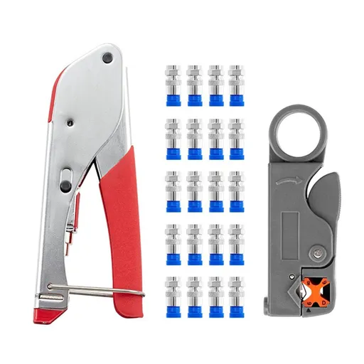20pcs，Coaxial cable crimping tool, compression pliers RG6 coaxial cable crimping machine with compression connector