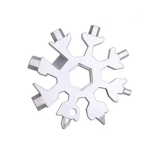 18 In 1 Stainless Multi-Tool Snowflake Keychain Wrench Screwdriver Bottle Opener - Silver