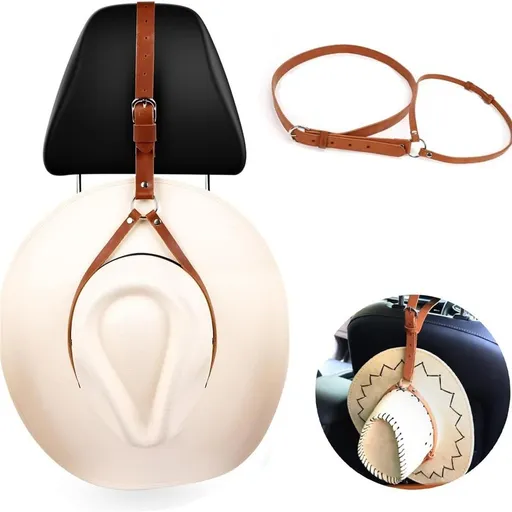 Cowboy Hat Holder for Your Vehicle, 2PCS Leather Cowboy Mounts for truck, Hat Rack for Pickup Truck Keep Your Hat Securely, brown