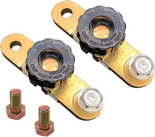 Side Post Battery Disconnect Switch 12V, Quick Disconnect Battery Cut Off Switch Battery Shut Off Kill Switch for Car (with Long Bolt, 2 Pack)