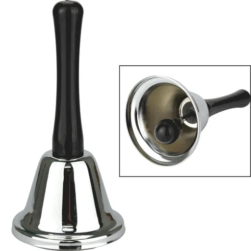 SANTA BELL Jingle Claus Wooden Handle Bells Rattles Christmas Xmas - Silver