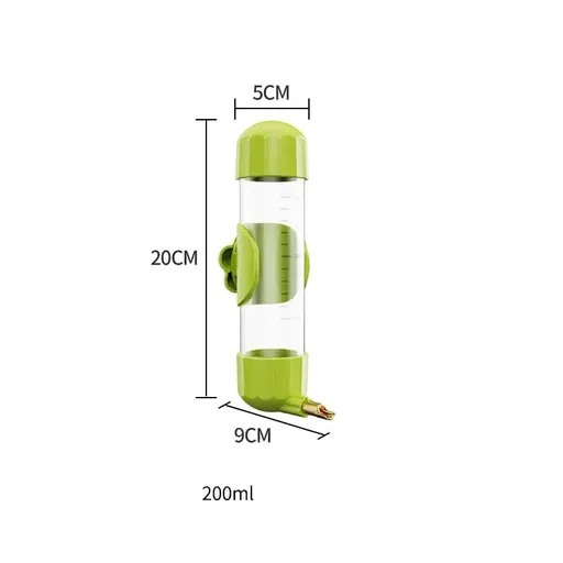 Green Automatic Bird Water Feeder Bottle (200ml) - Leakproof No-Drip Dispenser for Parrots