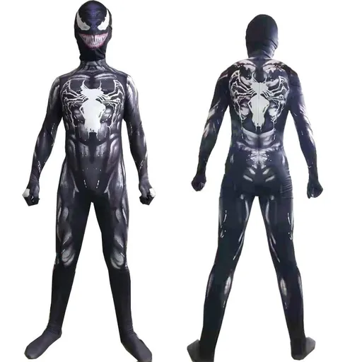 Spiderman Cosplay Costume Milk Silk One Piece Suit Black and White venom 180