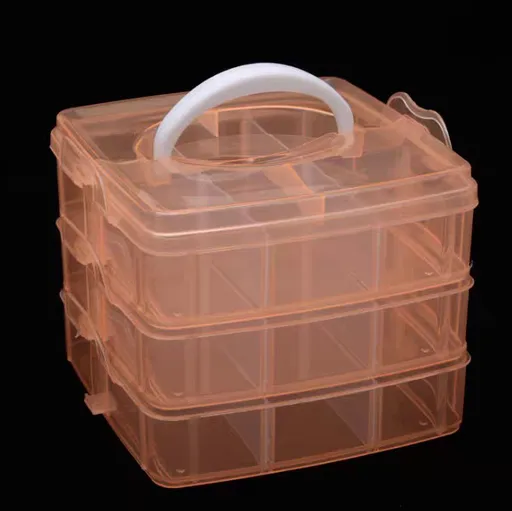1 Piece Plastic Storage Bins With Lid and Handle, Plastic Latch Storage Box, Stackable Storage Container, Small Plastic, Orange, 15 x 15 x 10.2 cm