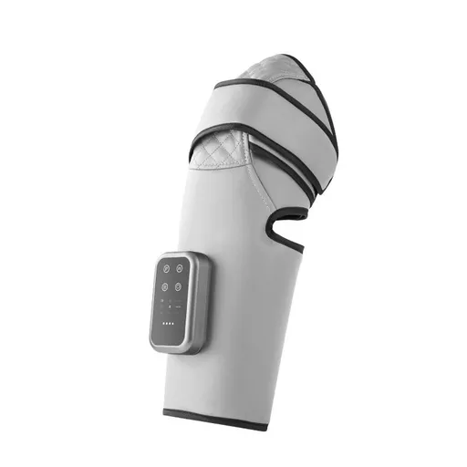 Light Grey Airbag Leg Massager with 3 Intensities and 3 Graphene Heat Modes - Rechargeable Calf and Knee Extended Wrap, Touch Display, 3 Adjustable Strap for Single Leg Wrap-around Fastening
