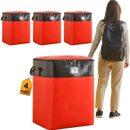 Extra-Large Storage Bags Heavy-Duty Waterproof 180L Red 4-Pack