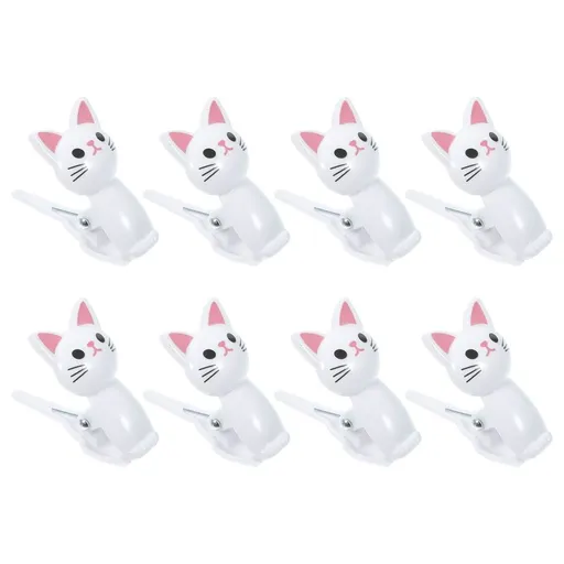8Pcs Multipurpose Cute Cat Clip White Plastic Bag Clips for Sealing Snacks and Hanging Items