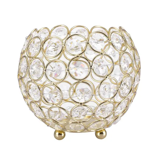 Crystal Tea Light Candle Holders Wedding Decor Table Centerpieces (Gold Diameter 12cm)