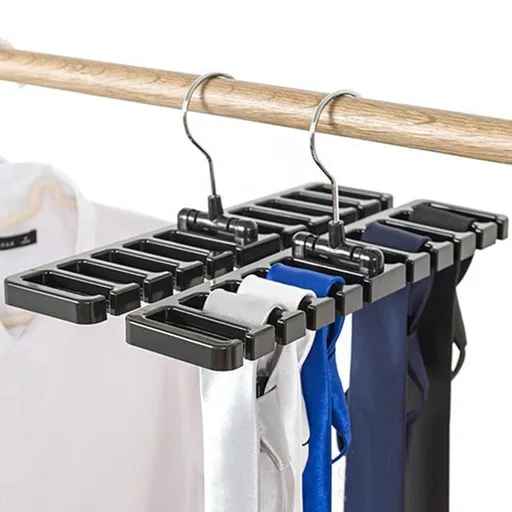 Pack of 2 Tie Belt Organizer Storage Rack, Multifuction Rotating Ties Scarf Hanger Holder Closet Organization Wardrobe (Black)