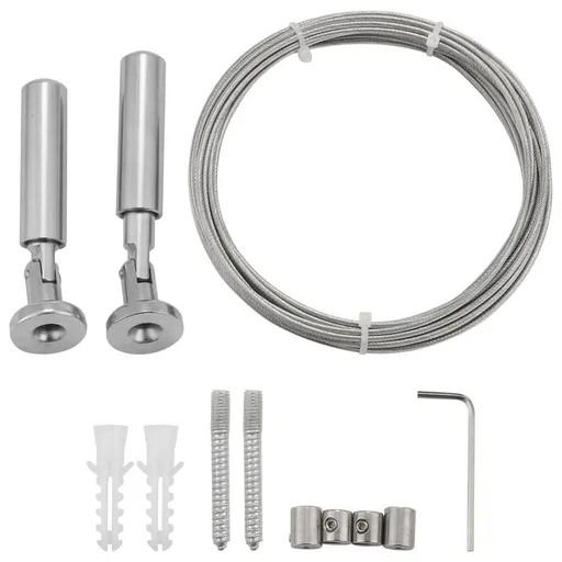 Wall Mount Curtain Wire Rod Set for Art Display - Stainless Steel Photo Hanging Clothesline Window Tension Multi- Crafts (5 Meter)