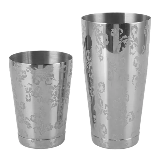 Stainless Steel Cocktail Shaker Engraved Martini Shaker Silver Japanese American Boston Bar Mixer Bottomed
