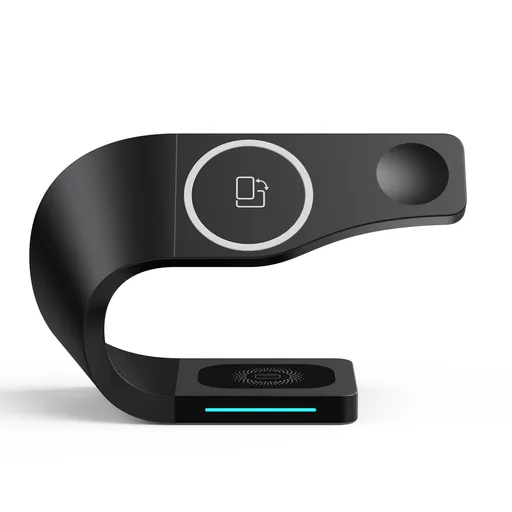 15W Fast Charger Stand for Station for Mobile Phone Watch Headset Charger 15W Fast Magnetic Charging (Black)