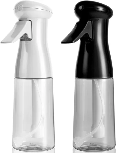 Spray Bottle For Hair, Continuous Mister Empty Spray Bottles, Ultra Fine Mist Water Sprayer for Hairstyling, Cleaning, Plants, Pets, Barbers, Salons, Essential Oil Scents - 2 Pack 6.8 OZ