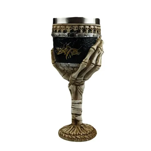 Creative Skull Hand Goblet, 200ml Gothic Ossuary Palm Skull Skeletal Bones Armor Wine Cup Resin Body Stainless Steel