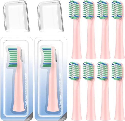 10 Pack Toothbrh Replacement Heads Compatible with Rtauys M5 Sonic Electric Toothbrh (Pink, 10 Count(Pack of 1))