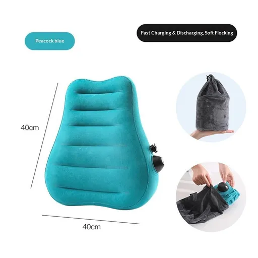 Inflatable Lumbar Support Pillow for Travel and Office Chair Ergonomic Design Easy to Carry Soft Fabric