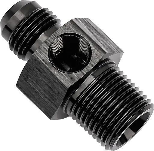 6AN to 3/8 NPT with 1/8" NPT gauge port Fuel Pressure Take off Fitting Adapter Aluminum