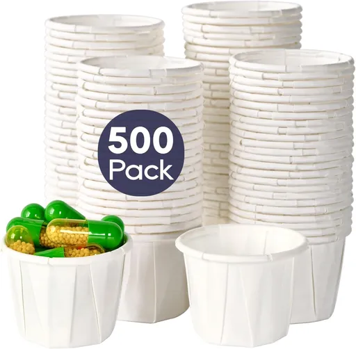 500 Pack 0.75 oz Disposable Paper Souffle Medicine Cups, 3/4 oz Sample Cups for Tasting Pills, Food Dessert Services, and Condiments