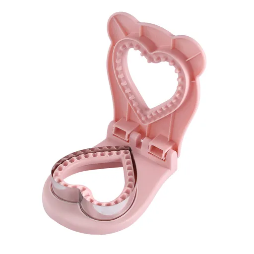 3 Pcs Sandwich Maker Sealer Heart Shape DIY Toast Pocket Cutter PP 304 Stainless Steel Pink