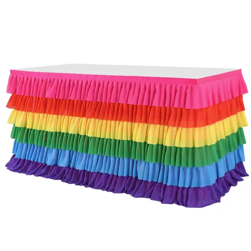 9 ft Table Skirt Rainbow Tablecloth Unicorn Tutu Table Skirt for Rectangular Table Birthday Party Decoration