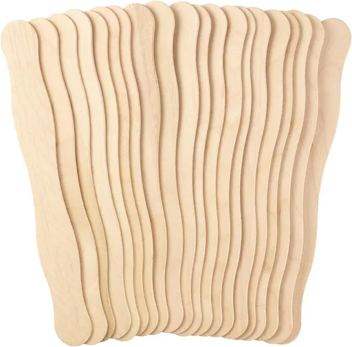 20 Pieces Wavy Wooden Fan Handles, Craft Sticks for DIY Hand Fans, Wedding Favours, Party Decor, Painting and Large Popsicle Crafts, 20.3 cm
