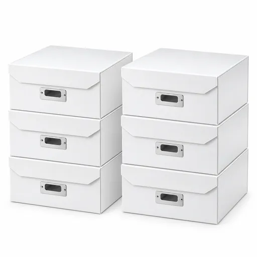 6x Italplast Eazi Fold A4 Paper Document Storage Box in White