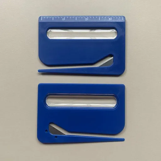 Portable Letter Opener Card Size Envelope Slitter with Ruler Lightweight Mail Opening Cutter for Office Home-Blue