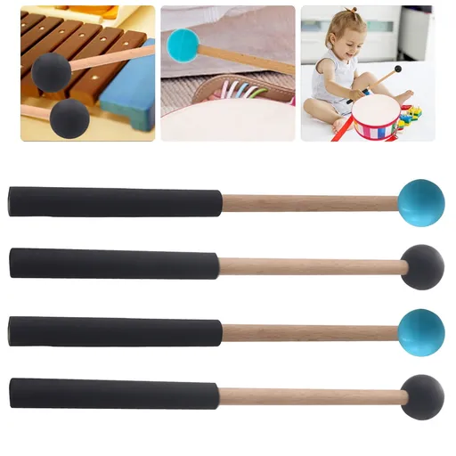 Drum Mallets Wooden Rubber 2 Pairs 8.7x1in
