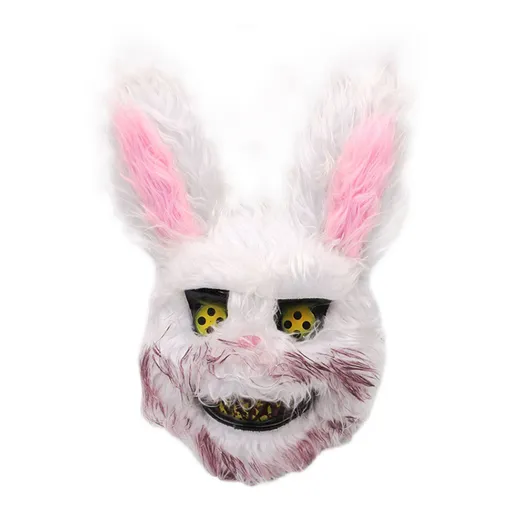 Halloween Spooky Plush Mask Lifelike Appearance Appropriate Size Halloween Props for Horror Themed Parties Rabbit 26x34cm