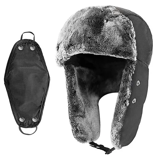 Winter Hats for Women Men Trapper Hat with Ear Flaps Warm Fur Fuzzy Hats for Cold Weather Trapper Hat Ear Flaps