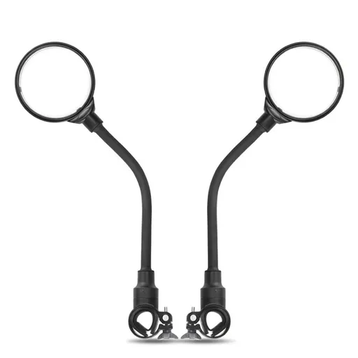 1 Pair Adjustable Bicycle Rear View Mirrors with Flexible Stems and Handlebar Mounts for E-Bikes, Scooters and Motorcycles, Black