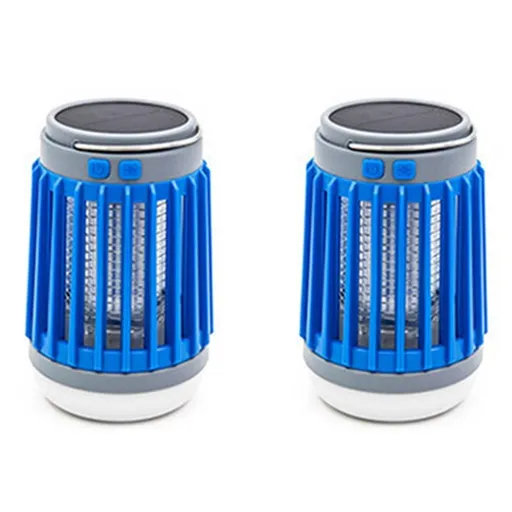 2pcs Solar and USB Mosquito Killer Camp Lamp Flashlight -Blue