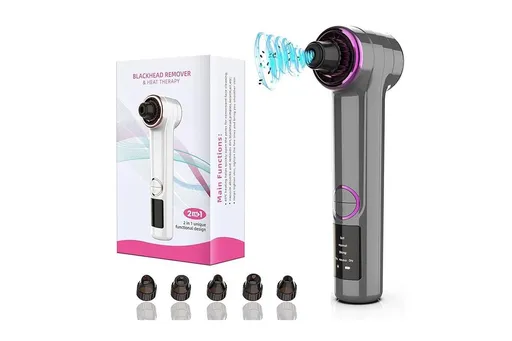 Blackhead Remover Pore Vacuum with Hot Compress 5 Probes for Women Men - Gray