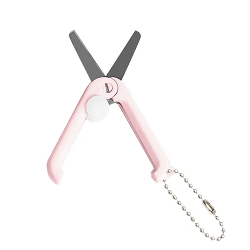 1 Piece Mini Folding Scissors with Keychain, Compact Portable Retractable Shears for Travel Crafts Sewing and Scrapbooking, 1.85 x 0.71 in