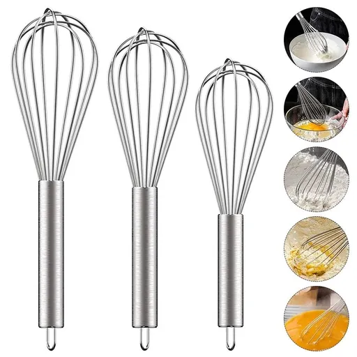 3PCS s Set Stainless Steel 6 Wire s 8 10 12- Sturdy For Cooking & Baking - Kitchen Utensil Wisk For Blending, Stirring, ing, and Beating Eggs, Batter, Sauces & More