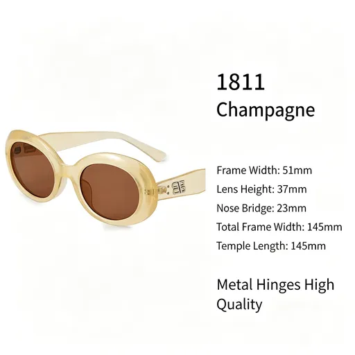 Luxurious Champagne Cat Eye Sunglasses UV400 Protection, Glossy Premium Finish Elevated Look, Great Christmas Present