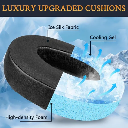 Ear Pads Cushions Cooling-Gel Replacement for Over-Ear Headphones Black