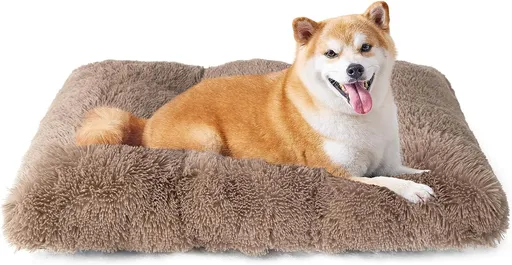 Luxury Long Plush Pet Bed Mat Faux Fur Crate Pad 110x75cm Brown XXL Soft Warm Cushion for Giant Dogs