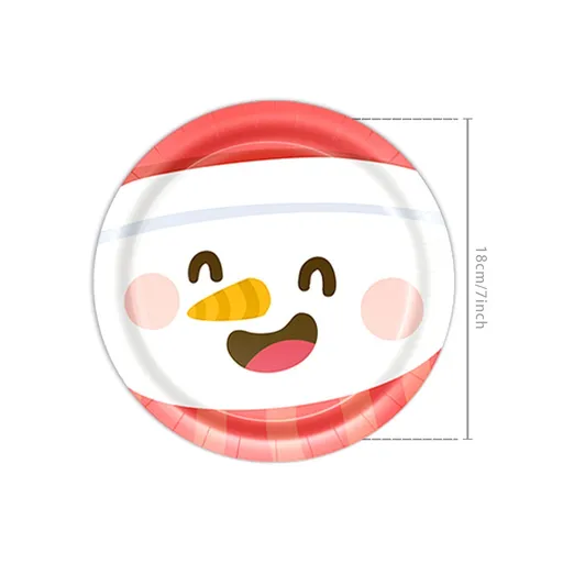 7 Inch Disposable Paper Plates 10 PCS, Snowman Cartoon Print Dinnerware, Holiday Table Setting Supply for Christmas & Halloween Party Event