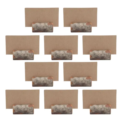 10pcs Wood Memo Holder Circular Decorative Desktop Wooden Photo Stand with Kraft Paper Cards for Weddings Home