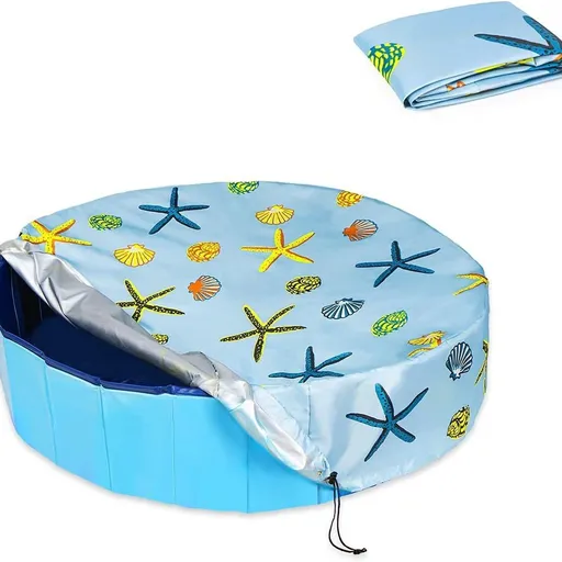 Foldable Round Dog Swimming Pool Cover,Coating Waterproof and UV Protection, Leakproof Washable Kiddie Pet Small Paddling Bath